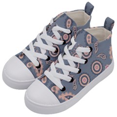 Floral Folk Damask Pattern Fantasy Flowers Floral Geometric Fantasy Kids  Mid-top Canvas Sneakers by Eskimos