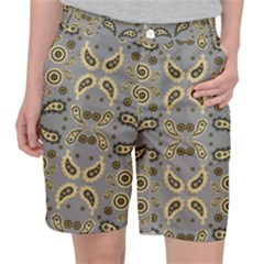 Floral Folk Damask Pattern Fantasy Flowers Floral Geometric Fantasy Pocket Shorts by Eskimos