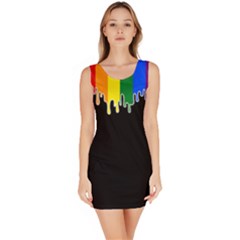 Gay Pride Flag Rainbow Drip On Black Blank Black For Designs Bodycon Dress