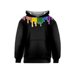 Gay Pride Flag Rainbow Drip On Black Blank Black For Designs Kids  Pullover Hoodie by VernenInk