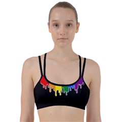 Gay Pride Flag Rainbow Drip On Black Blank Black For Designs Line Them Up Sports Bra by VernenInk