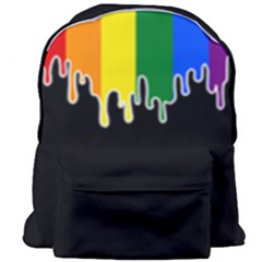 Gay Pride Flag Rainbow Drip On Black Blank Black For Designs Giant Full Print Backpack by VernenInk