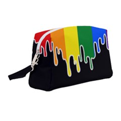 Gay Pride Flag Rainbow Drip On Black Blank Black For Designs Wristlet Pouch Bag (medium) by VernenInk