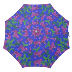 Pink Tigers On A Blue Background Straight Umbrellas by SychEva