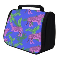 Pink Tigers On A Blue Background Full Print Travel Pouch (small) by SychEva