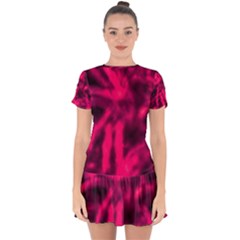 Purple Abstract Stars Drop Hem Mini Chiffon Dress by DimitriosArt