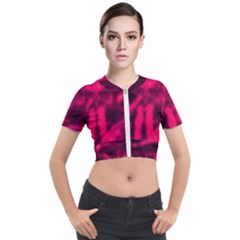 Purple Abstract Stars Short Sleeve Cropped Jacket