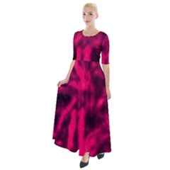 Purple Abstract Stars Half Sleeves Maxi Dress