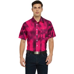 Purple Abstract Stars Men s Short Sleeve Pocket Shirt 