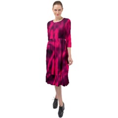 Purple Abstract Stars Ruffle End Midi Chiffon Dress