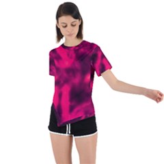 Purple Abstract Stars Asymmetrical Short Sleeve Sports Tee