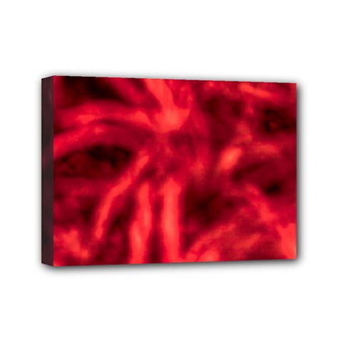 Cadmium Red Abstract Stars Mini Canvas 7  X 5  (stretched)