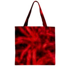 Cadmium Red Abstract Stars Zipper Grocery Tote Bag by DimitriosArt