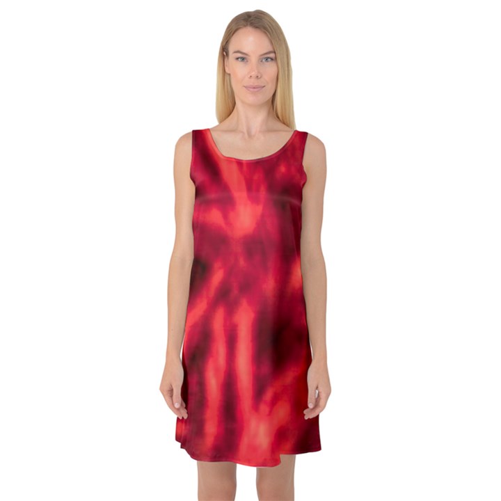 Cadmium Red Abstract Stars Sleeveless Satin Nightdress