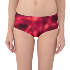 Cadmium Red Abstract Stars Mid-Waist Bikini Bottoms