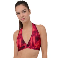 Cadmium Red Abstract Stars Halter Plunge Bikini Top by DimitriosArt