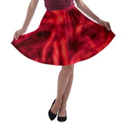 Cadmium Red Abstract Stars A-line Skater Skirt