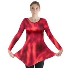 Cadmium Red Abstract Stars Long Sleeve Tunic 