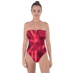 Cadmium Red Abstract Stars Tie Back One Piece Swimsuit