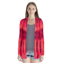 Cadmium Red Abstract Stars Drape Collar Cardigan