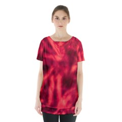 Cadmium Red Abstract Stars Skirt Hem Sports Top