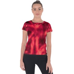 Cadmium Red Abstract Stars Short Sleeve Sports Top 