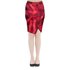 Cadmium Red Abstract Stars Midi Wrap Pencil Skirt