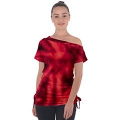 Cadmium Red Abstract Stars Off Shoulder Tie-up Tee