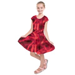 Cadmium Red Abstract Stars Kids  Short Sleeve Dress