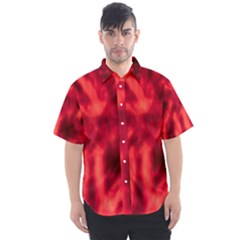 Cadmium Red Abstract Stars Men s Short Sleeve Shirt