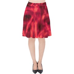 Cadmium Red Abstract Stars Velvet High Waist Skirt