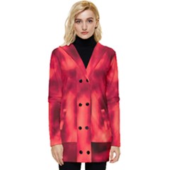 Cadmium Red Abstract Stars Button Up Hooded Coat 