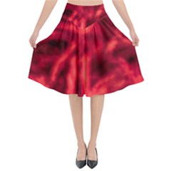 Cadmium Red Abstract Stars Flared Midi Skirt by DimitriosArt
