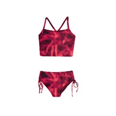 Cadmium Red Abstract Stars Girls  Tankini Swimsuit