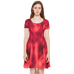 Cadmium Red Abstract Stars Inside Out Cap Sleeve Dress