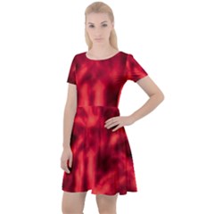 Cadmium Red Abstract Stars Cap Sleeve Velour Dress  by DimitriosArt