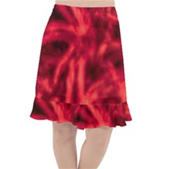 Cadmium Red Abstract Stars Fishtail Chiffon Skirt