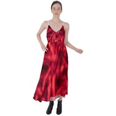 Cadmium Red Abstract Stars Tie Back Maxi Dress