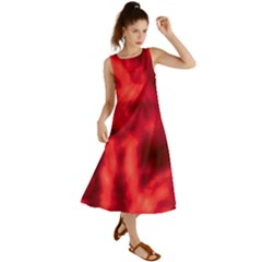 Cadmium Red Abstract Stars Summer Maxi Dress