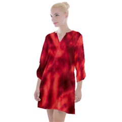 Cadmium Red Abstract Stars Open Neck Shift Dress