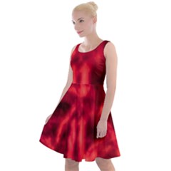 Cadmium Red Abstract Stars Knee Length Skater Dress