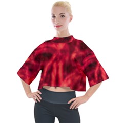 Cadmium Red Abstract Stars Mock Neck Tee