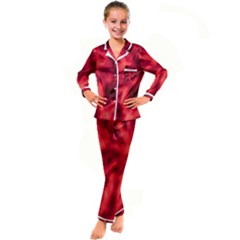 Cadmium Red Abstract Stars Kid s Satin Long Sleeve Pajamas Set