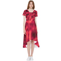 Cadmium Red Abstract Stars High Low Boho Dress