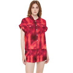 Cadmium Red Abstract Stars Chiffon Lounge Set