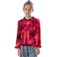 Cadmium Red Abstract Stars Kids  Frill Detail Tee