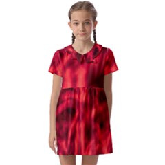 Cadmium Red Abstract Stars Kids  Asymmetric Collar Dress