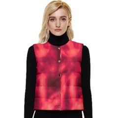 Cadmium Red Abstract Stars Women s Short Button Up Puffer Vest by DimitriosArt