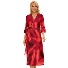 Cadmium Red Abstract Stars Midsummer Wrap Dress by DimitriosArt