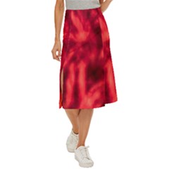 Cadmium Red Abstract Stars Midi Panel Skirt